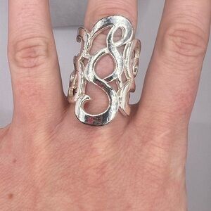 Vintage Silver Scroll Statement Ring | Size 6/7 | Bold Openwork Design